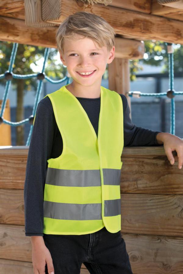 Produktansicht: Classic Kinder Signalweste in Leuchtfarben mit Reflektoren