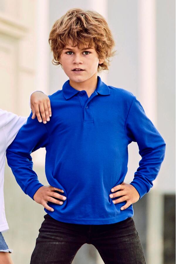 Produktansicht: Fruit of the Loom Kinder Langarm Poloshirt - 60 Grad waschbar