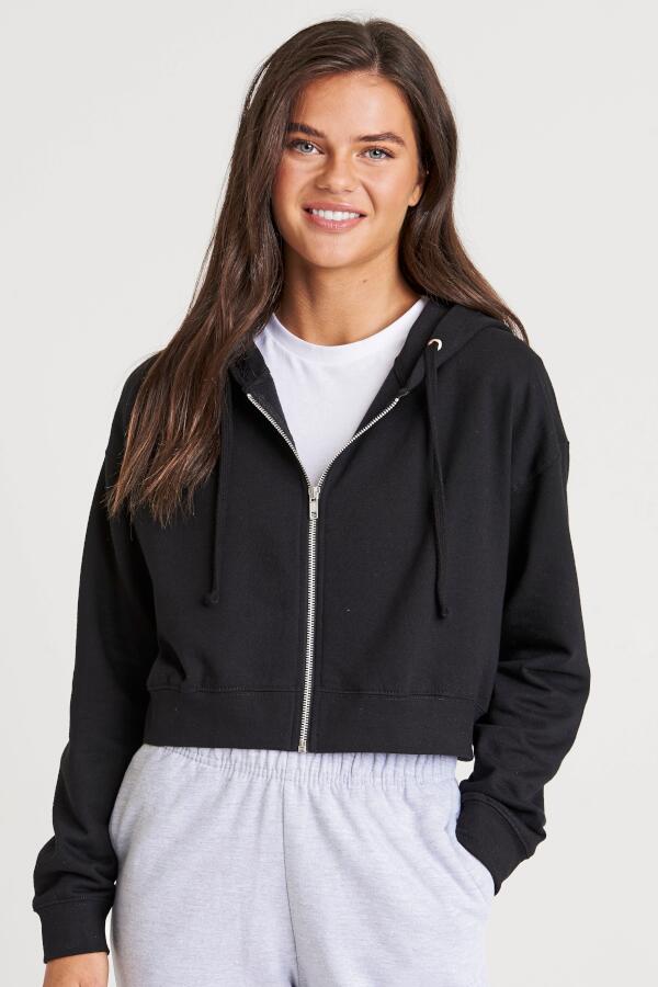 Produktansicht: Just Hoods kurz geschnittene Damen Kapuzen Sweatjacke