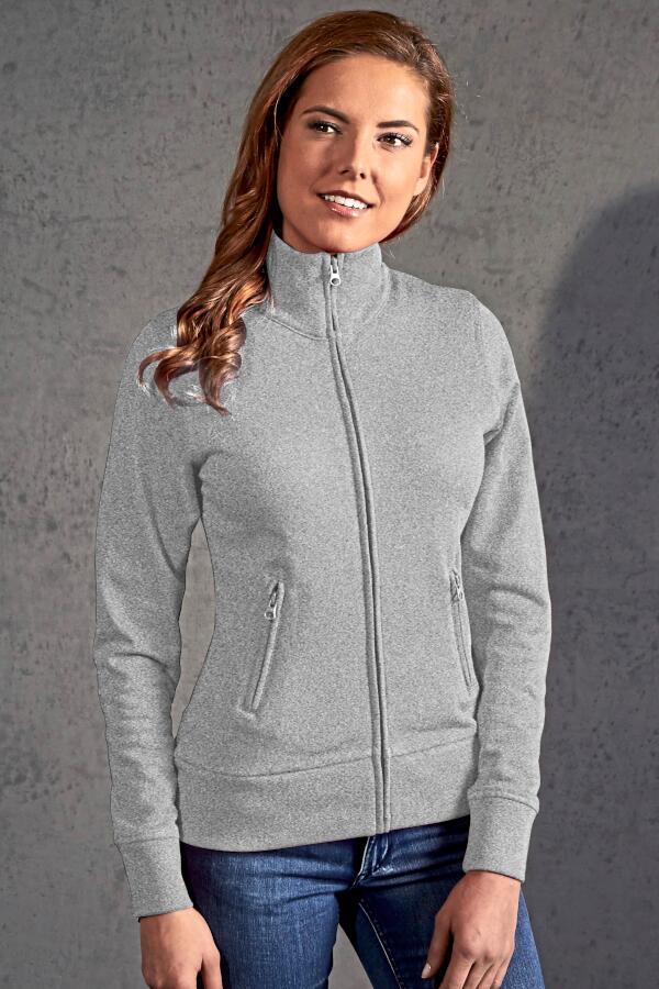 Produktansicht: Promodoro Damen Sweatjacke aus Baumwolle mit Stehkragen bis Größe 46